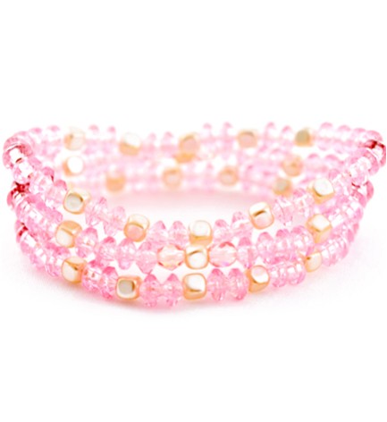 Adzo pink and pearl bead mix triple bracelet